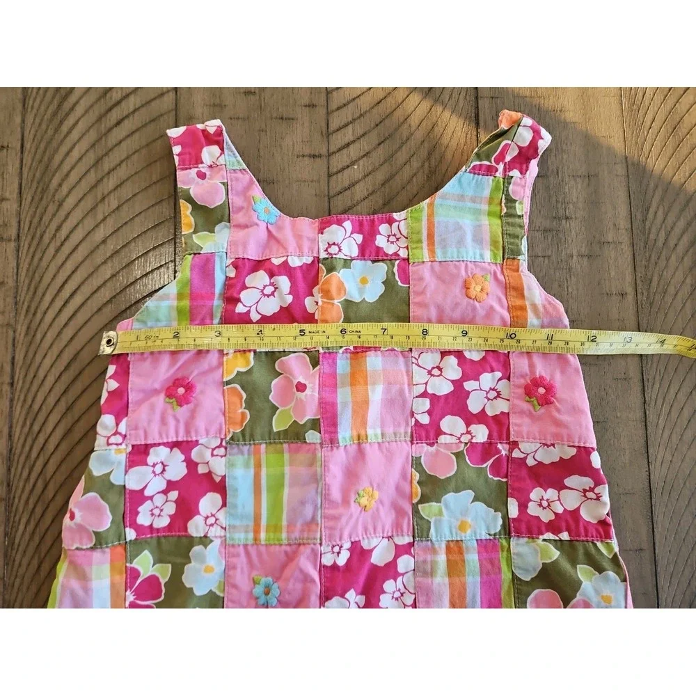 Gymboree Dress 8 Pink Patchwork Madras Plaid Embroidered Cotton Cottage Preppy
